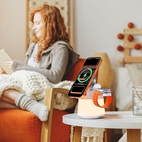 Wireless Charger 3 in 1, Magnetic Wireless Charger Stand with Night Light, 360° Rotation Portable Travel Charging Station Multiple Devices for iPhone 17/16/15/14/13/12, Apple Watch, AirPods Pro 3 thumbnail 8