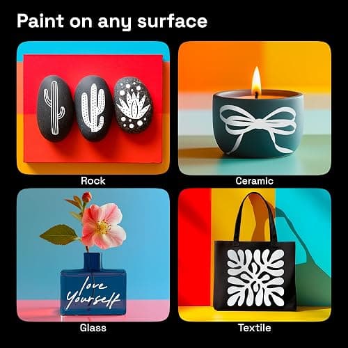 ARTISTRO 2 White Dual-Tip Acrylic Paint Pens - Multisurface Markers for Glass, Rock, Fabric, Wood, Plastic & More - 5mm Dot + 1mm Fine Tips thumbnail 3