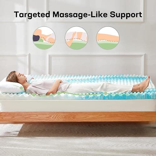 Marsail Full Size 3-inch Egg Crate Memory Foam, Mattress Topper with Infused Cooling Gel for Sleeper Sofa, RV, Camper, CertiPUR-US Certified thumbnail 3