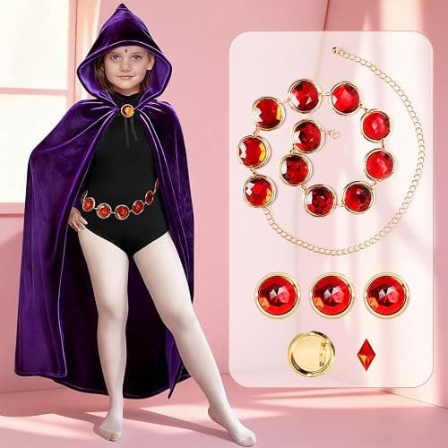 Red Gem Waist Belt - Adjustable Rhinestone Chain Belt for Women, Anime Cosplay Stone Waist Chain Set Halloween Costume Jewelry Props Accessories for Dress Up Party thumbnail 5