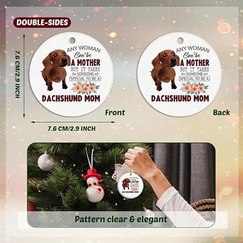 Dachshund Ornaments for Christmas Tree, Ceramic Hanging Decorative Gifts for Women Mom, Weiner Dog Gifts for Dogs Mom Ceramic Ornaments, Dachshund Decorative Hanging Ornament thumbnail 5