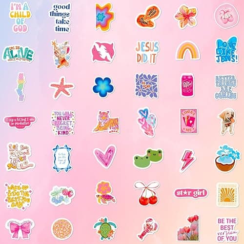 Preppy Stickers | 100 PCS | Cute Vinyl Waterproof Stickers for Laptop,Guitar,Motorcycle,Bike,Skateboard,Luggage,Phone,Hydro Flask, Gift for Adult Teens thumbnail 4