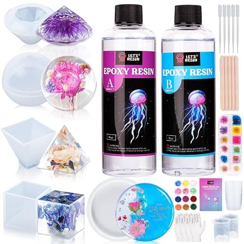 LET'S RESIN 16oz Epoxy Resin Kits and Molds Complete Set for Beginners | Resin Art Kit With Silicone Molds, Pigment, Dried Flowers, for Adults, Art Supplies for DIY Lovers, DIY Gift for Women - Image 1