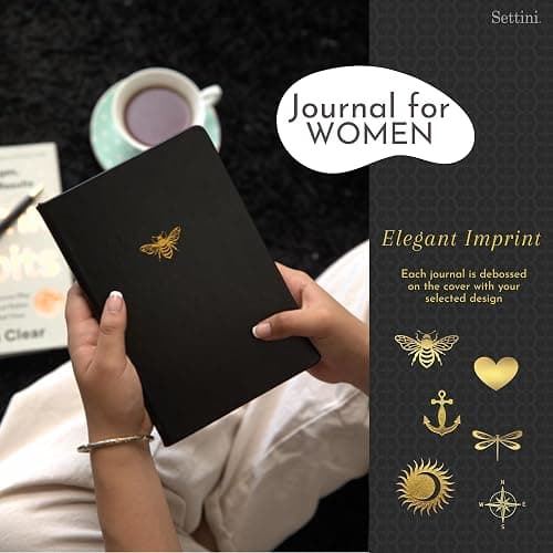 SETTINI Lined Journal, Ideal for Journaling - A5 Vegan Leather Notebook, 192 Archival-Quality Pages, QuillEase Bleed-Free Paper, Inner Pocket & Bookmark - Christmas Gifts, Black Bee thumbnail 4