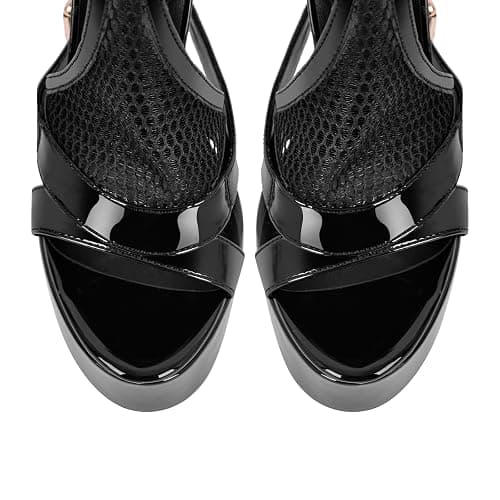 onlymakerheels Women's High Stiletto Heels Platform Mesh Buckle Open Toe Ankle Strap Dress Shoes Sandals thumbnail 6