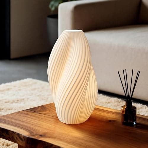 RONDURE Modern Ceramic Decorative Table Lamp Living Room Bedroom Bedside | Handcrafted Unique Warm Ambient Lighting Lamp, Accent White Translucent Ceramic shade, Fully Dimmable, Corded, Bulb Included thumbnail 4