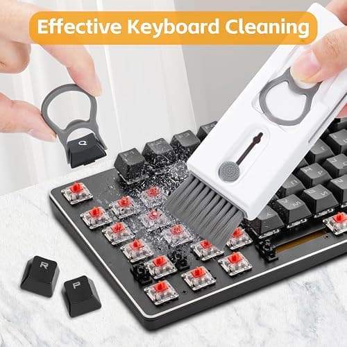 Alyvisun 11 en 1 Kit Limpieza PC Multifuncional, Cepillo de Limpiador Teclado con Extractor de Teclas, para Laptop, Teléfonos, Auriculares, Gris thumbnail 3