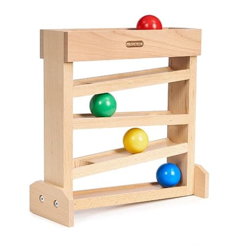 MORITECK Montessori Ball Drop Toy, Wooden Ball Tracker, Early Developmental Pound Toys for Toddlers for 1-3 Year Old, Boys Girls Baby Birthday Gift - Image 1