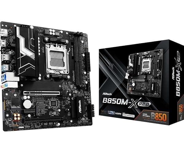 ASRock B850M-X R2.0 Micro-ATX AM5 Motherboard, AMD Ryzen 9000/8000/7000 Support, DDR5 8200+ OC, PCIe 5.0, 2.5G LAN, 6+1+1 Power Phase, BIOS Flashback - Image 1