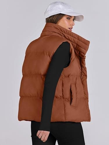 ANRABESS Women Puffer Vest Sleeveless Zip Up Stand Collar Quilted Lightweight Jacket Winter Warm Puffer Padded Down Outerwear thumbnail 6