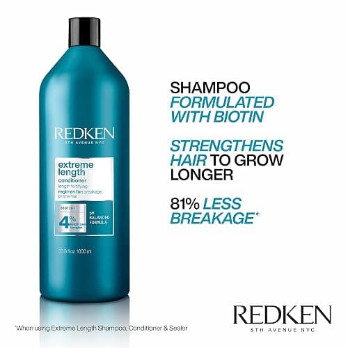 Redken Extreme Length Biotin Shampoo & Conditioner Set For Longer Hair – Promotes Healthy Hair Growth, Strengthens Damaged Hair, Prevents Hair Breakage, Infused With Biotin thumbnail 4