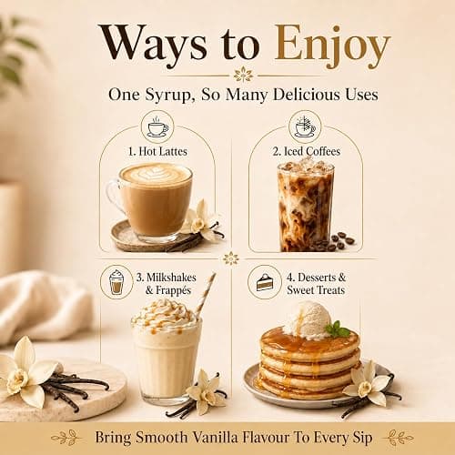 Premium Vanilla Syrup 1L for Coffee and Cocktails | Vanilla Coffee Syrup with Monin compatible pump thumbnail 2
