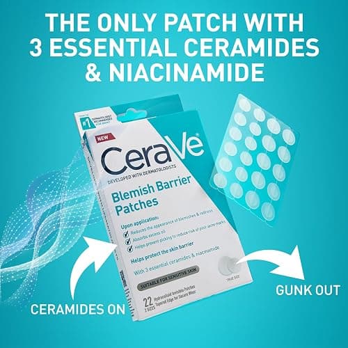 CeraVe Hydrocolloid Blemish Patches, Oil Absorbing Spot Control with Ceramides and Niacinamide, Allergy-Tested & Suitable For Sensitive Skin, Ultra-Thin & Blends Into All Skin Tones, 22ct thumbnail 3