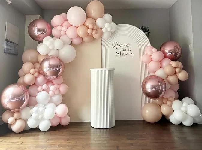 JOYFLOAT Pink Balloons for Wedding Bridal Shower Baby Shower Decorations | 60Pcs 12Inch Pink and White Balloons Include Macaron Pastel Metallic Pink White Confetti Balloons, Birthday Party Decorations thumbnail 4