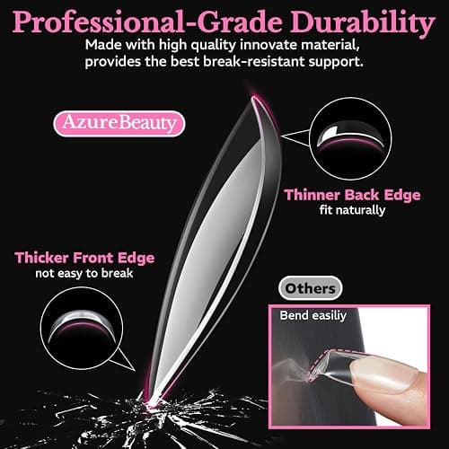 Medium Almond Nail Tips, 600pcs Soft Gel Nail Tips Pre Etched 15 Sizes | Half Matte Full Cover Acrylic Fake Nails, Clear Press On Nail Extensions for DIY Manicure at Home Nail Art thumbnail 3