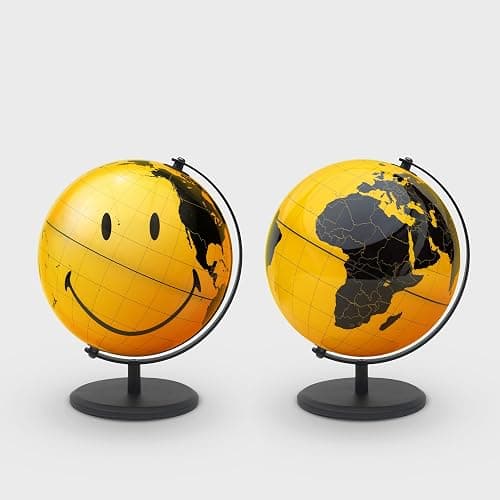 Suck UK Smiley Face World Globe | Office Accessories | Smiley Face Desk Decor & Office Desk Accessories | Office Desk Decor & Bookshelf Decor | For Children & Kids | Yellow thumbnail 7