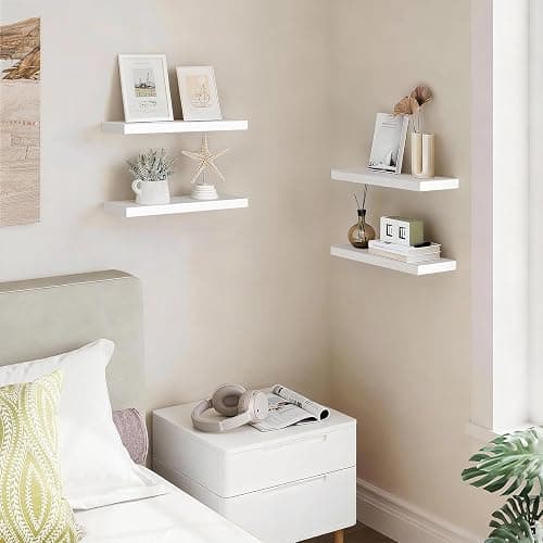 BAYKA White Floating Shelves 15.7in, Set of 3, Wall Mounted for Wall Decor | Easy Install, 22lbs Max Load, Hidden Bracket, Shelving for Bathroom Bedroom Kitchen Display Storage, Multi-Wall Compatible thumbnail 2