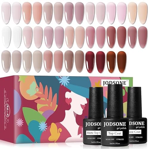 JODSONE 23PCS Gel Nail Polish Set 20 translucent Jelly Color Natural and Elegant Long Lasting Suitable for Home and Salon - 20color-Jelly-set - Image 1