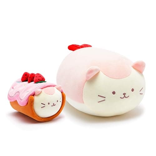 Anirollz Stuffed Animal Plush Toy – 2 Pieces 6" +10" Set Plush Doll | Soft, Squishy, Warm, Cute, Comfort, Safe | Birthday Gift Pillow with Kawaii Kitty Cat Kittiroll thumbnail 2