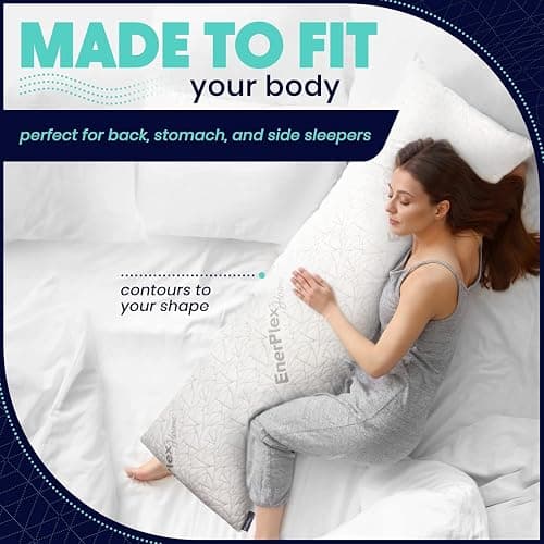 Ceciliec 54" x 20" Body Pillow, Adjustable Shredded Memory Foam Luxury Body Pillow, Machine Washable, Bamboo Cover, Cream thumbnail 3