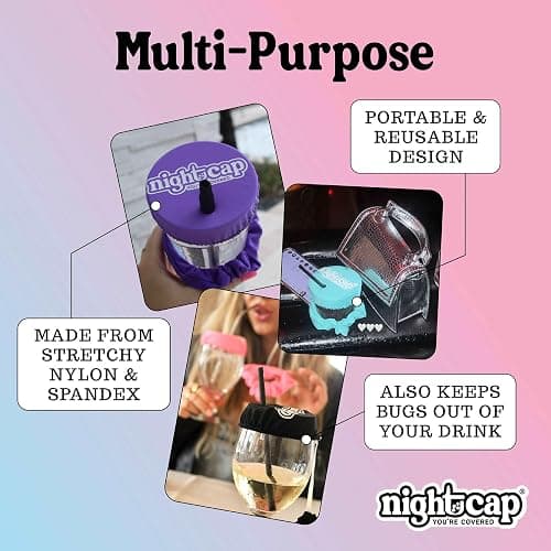 NightCap Drink Cover Scrunchie, Anti Spiking Drink Protector, Reusable Cup Cover for Bars, Festivals, Concerts, College Parties & Travel, Hidden Drink Safety Cover for Women, Shark Tank, Hair Tie thumbnail 6