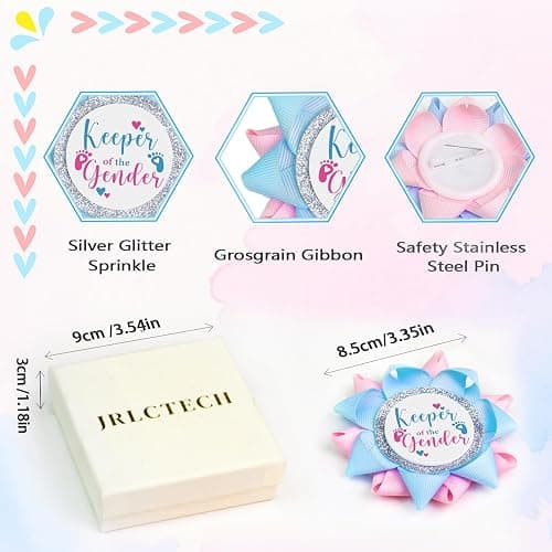 Keeper Of The Gender for Gender Reveal Party Favors Boy or Girl Button Pins | Boy or Girl Gender Reveal Party Button Pins for Baby Shower Celebration Parties thumbnail 3