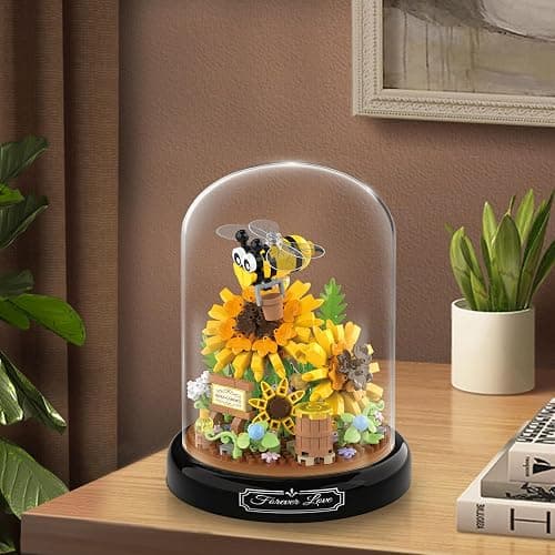 QLT QIAOLETONG Flower Bouquet Building Sets, Animals Flowers Botanical Collection 548 PCS Mini Bricks Building Blocks Toy for Adults, Valentine's Day for Her (Bee) thumbnail 6