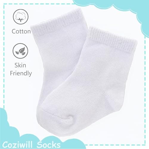 Baby Socks Infant White Crew Socks Baby Girls Soft Newborn Dress Sock Boys Baptism 0-12 Months 10 Pack thumbnail 4