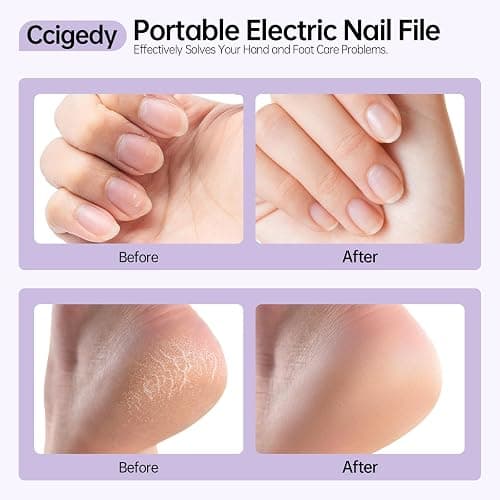 Electric Nail Drill Kit Professional - 9 Speed Cordless Electric Nail File with LED Display, Portable Nail Drill Machine for Acrylic Gel Nails, Hand Feet Trimmer Buffer Tool for Women Men Baby White thumbnail 3