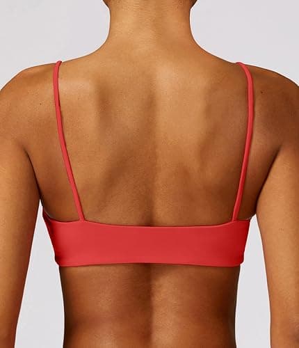 Comper Women's Sports Bra with Thin Straps Stretchy Wirefree Workout Bras Lightweight Workouts Bralette with Removable Pads thumbnail 3