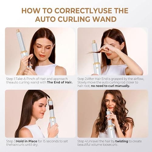 5 in 1 Blow Dryer Brush, Upgrade Hair Dryer Brush Set Negative Ion Air Styler Curling Wrap Air Curler, Hot Air Brush Curling Iron Hair Styling Tools As A Gift for Straight/Curl/Dry/Smooth thumbnail 7