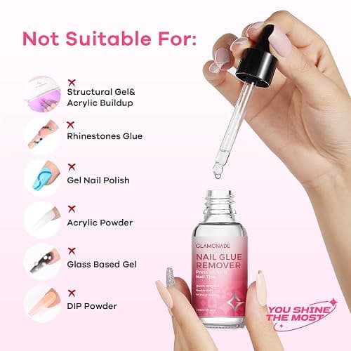 Glamonade Press on Nail Glue Remover: False Nail Tips & Fake Nails Quick Easy Removal Adhesive Debonder Beginner Friendly - 30ml Non-Acetone Dissolver thumbnail 7