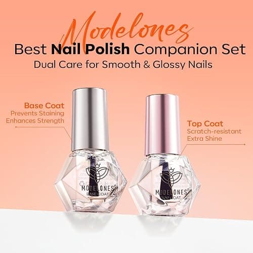 modelones Nail Polish Top Coat and Base Coat Set, Clear Quick Dry Nail Polish, High Gloss Shiny Long Lasting No Wipe Base Top Coat Set, Air Dry Fast Nail Art Design Manicure Gifts for Women thumbnail 2
