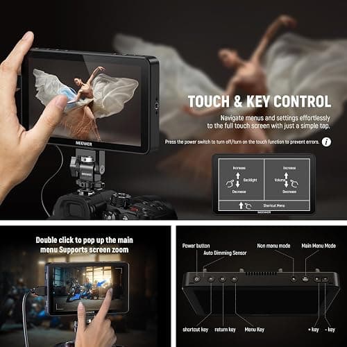 NEEWER F700 7" Moniteur de Terrain pour Caméra,écran Tactile IPS HD 2000nit 1920x1080 avec 3D LUT,Boucle d'Entrée/Sortie HDMI 4K avec Peak Focus DSLR Video Assist HDR Waveform,Batterie 5200mAh & Câble thumbnail 6