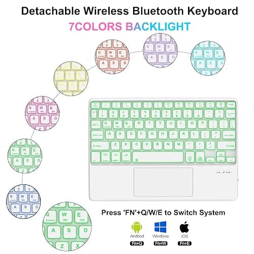 for iPad Keyboard case 9.7 inch, iPad 6th Gen (2018), iPad 5th Gen (2017), iPad Air 2 (2014), Multi-Touch Trackpad, Detachable Backlit Folio Keyboard Slim Cover with Pencil Holder，Green thumbnail 3