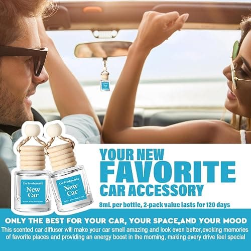 HoogaLife Car Air Freshener Diffuser 2 Pack Hanging New Car Air Freshener for Women 45+ days Long Lasting Fragrance Made in USA thumbnail 3