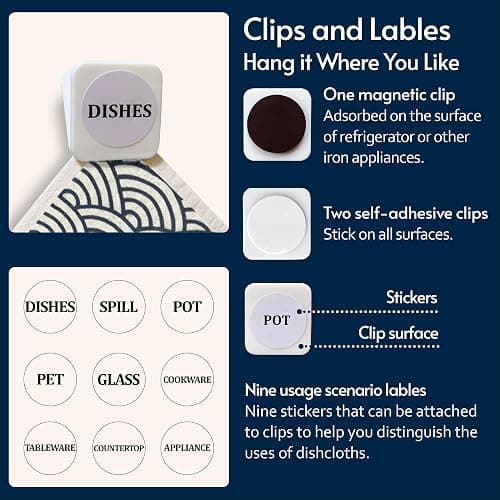 Eulnars Swedish Dishcloths for Kitchen, 8 Pack Japanese Pattern Reusable Paper Towels with Clips, Non-Scratch Swedish Dish Towels, Super Absorbent Cellulose Dish Cloths, No Odor thumbnail 7