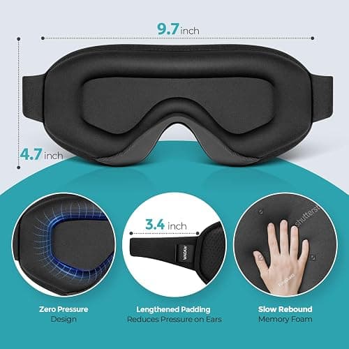 WAOAW Sleep Mask for Men Women: Blackout Eye Masks for Sleep - 3D Breathable Soft Comfortable Eye Mask for Travel - Adjustable Light Blocking Night Masks for Sleeping thumbnail 8