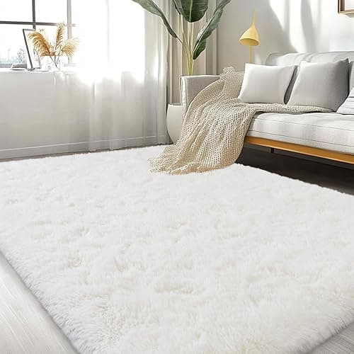 Lairep Large Area Rugs for Living Room Bedroom, 4x6 Feet Ivory Fluffy Shag Rugs, Ultra Soft Shaggy Plush Fuzzy Modern Indoor Throw Floor Carpet for Kids Girls Boys Dorm Nursery Home Decor Aesthetic thumbnail 4