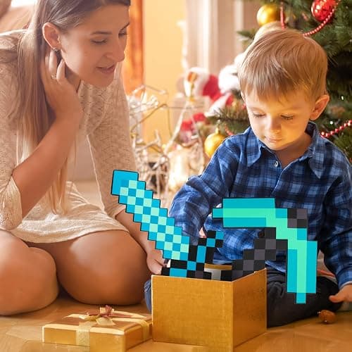 4 Pack Kids Game Role-Play Toy Weapon Set-Sword Axe Pickaxe and Shovel,Perfect Toy Weapons Gift for Halloween Christmas and Parties thumbnail 7