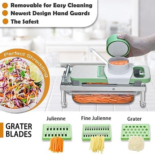Stainless steel Vegetable Chopper, Veggie Chopper With 10 Blades, Onion Dicer with Container, Food Cutter & Grater Mandoline Slicer thumbnail 5