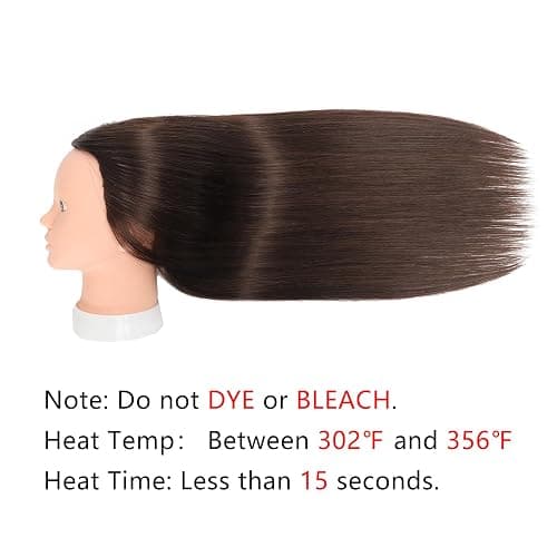 Opini 26”-28”Mannequin Head 80% Real Hair Manikin Head Cosmetology Doll Head for Styling Mannequin Head Human Hair (#4 Dark Brown) thumbnail 6