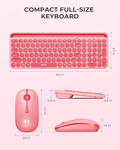seenda Bluetooth Keyboard and Mouse for iPad, CTU-301 Wireless Multi-Device Bluetooth+2.4G Keyboard Mouse Combo with Tablet Holder for iPad/MacBook/Windows, iOS/Andriod Tablet Phone, Coral Pink thumbnail 6