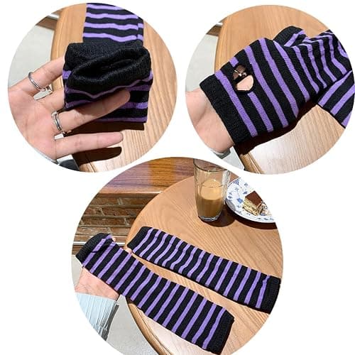 VTTDB Arm covers cute women kawaii japanese harajuku Goth Half Finger Knitted Arm Warmer Y2K Gloves Arm Sleeve for girl thumbnail 2