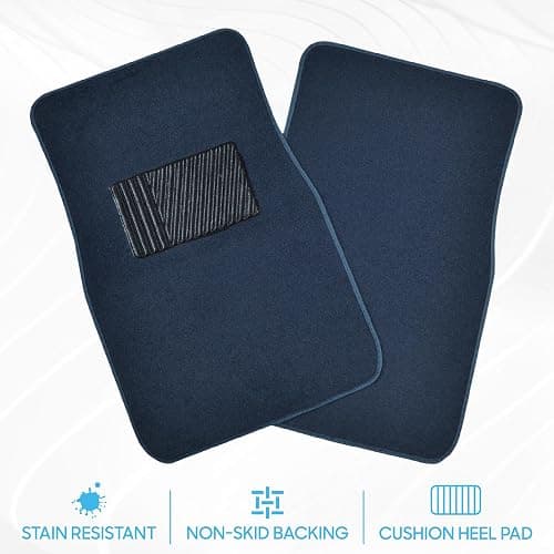 BDK Premium Carpet Blue Floor Mats for Cars - Universal Fit Interior 4-Piece Car Mats Full Set with Vinyl Heel Pad Protector - Cute Car Accessories Interior Floor Covers for SUVs & Trucks thumbnail 3