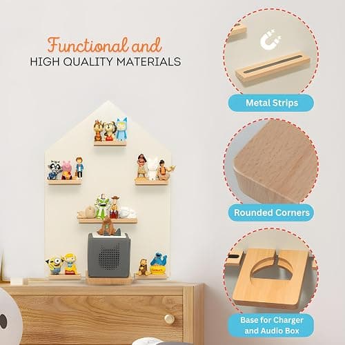 BigStep Large LED Magnetic Shelf for Tonies - Compatible with Toniebox and Tonies Characters - Metal Strips on Top and Bottom - Hang on Wall or Use Free Standing - Comparable to Tonies Shelf thumbnail 6
