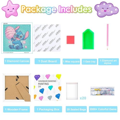 Diamond Art Kits for Kids - Crafts for Girls 8-12 - Diamond Art Painting with Wooden Frame - Arts and Crafts for Kids Ages 4-6 8-10 - GEM Art Supplies for Adult Beginners Home Wall Decor Gifts thumbnail 2