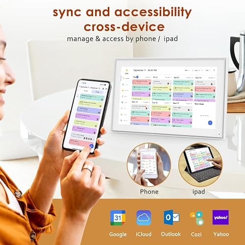 Digital Calendar 15.6 Inch, Electronic Calendar Chore Family Schedules, Smart Weekly and Monthly Planner, 1920 * 1080P IPS Touchscreen Interactive Display - Wall Mount White thumbnail 3