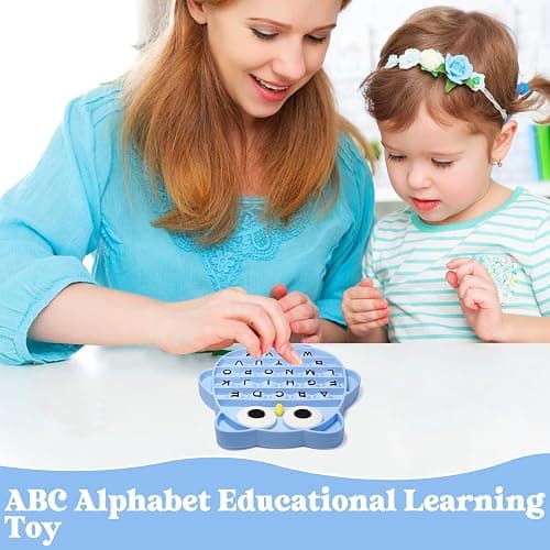 Fidget Toys for Kids, Owl Shaped Silicone Squeeze Sensory Toys, Alphabet Bubble Stress Anxiety Relief Relax Tools for Kids Adults School Classroom Gift Party Favors (Blue) thumbnail 2