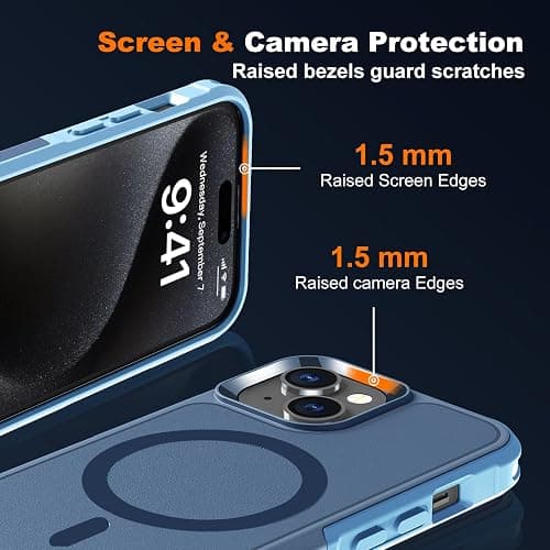 Ratcase Magnetic Case for iPhone 15,14 & 13 6.1'',[Compatible with Magsafe][Heavy Duty Shockproof] [Military Grade Drop Protection][Non-Slip] Rugged Durable 6-Layer Hard Bumper Phone Cover-Dark Blue thumbnail 6
